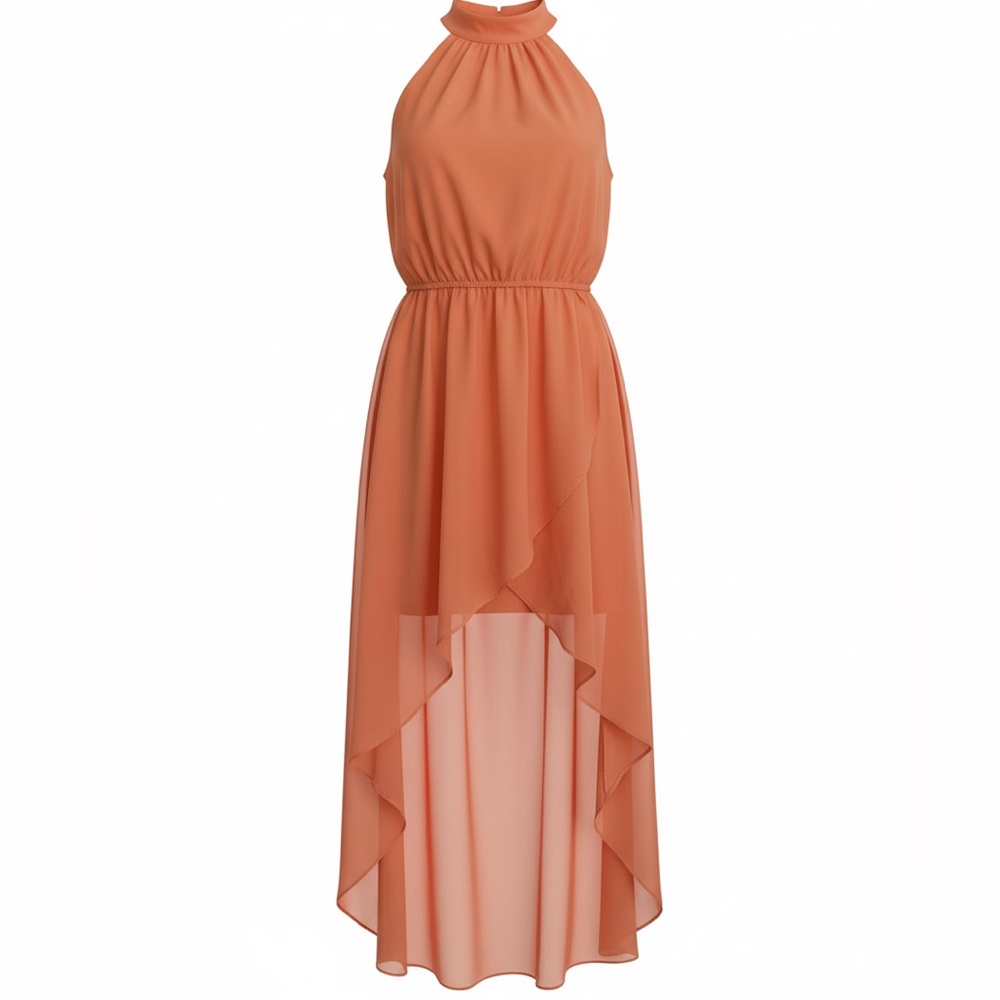 JustFab Sleeveless High-Low Halter Dress